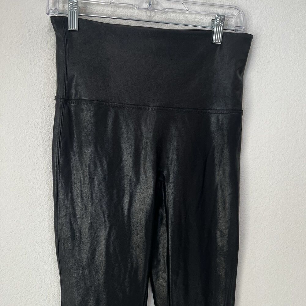 Spanx Leggings Women's Size XL Pull On Ankle Length Black Faux Leather - Picture 2 of 9